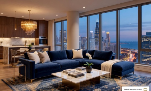 Chicago luxury apartment skyline view - High end rentals Chicago